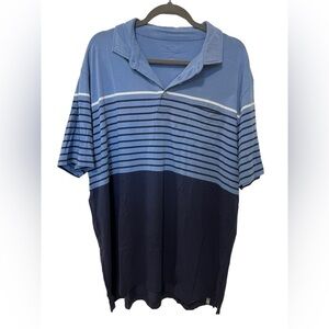 Peter Millar Blue White Striped Polo Golf Collar Shirt Size XL